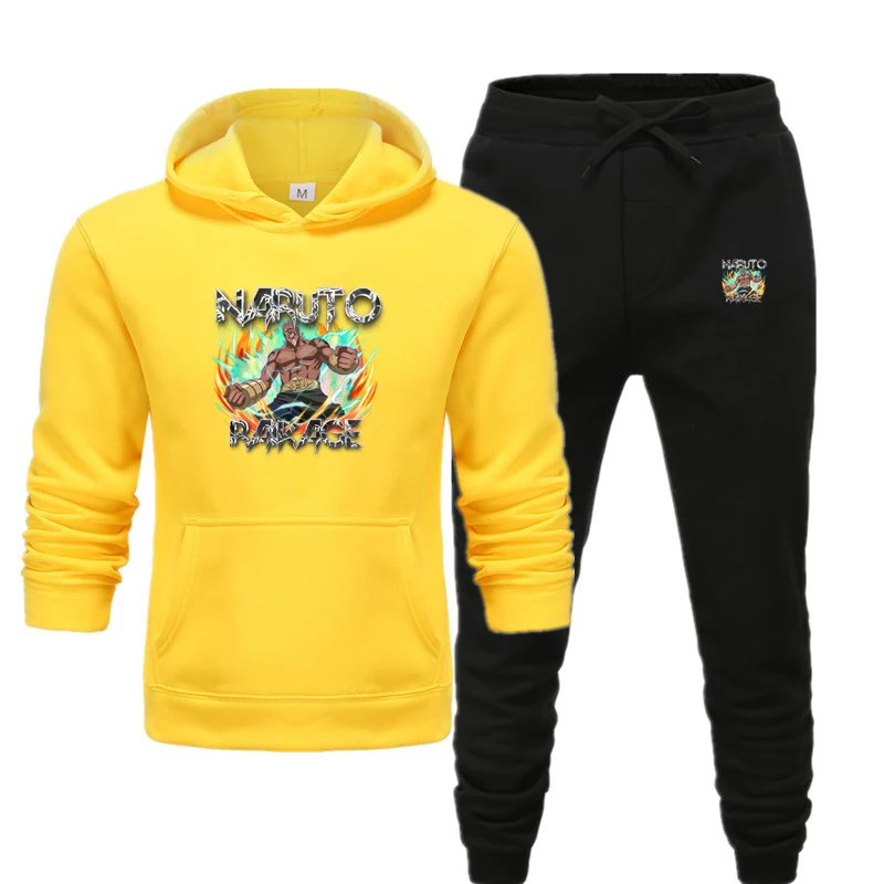 

Japan Anime Naruto Uchiha Hatake Uzumaki 2 Pieces Sets Tracksuit Men Hooded Sweatshirt+Sweatpants Pullover Hoodie Sportwear Suit