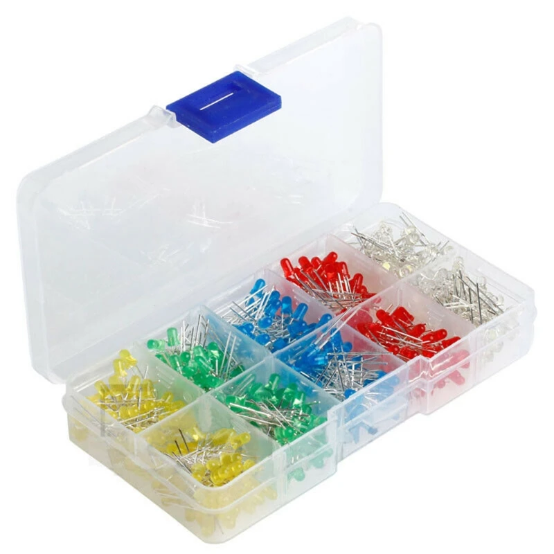 

3MM LED Diode Kit 5x100 Pcs 500 Units 3mm LED Light Assortment LED Craft Kit Set 1.8V 20mA LED indicator