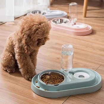 

Pet Cat Dog Feeding Double Bowl Automatic Drinking Water Diet Stainless Steel Dog And Cat Feeding Bowl Pink