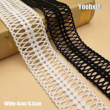 

4/4.5cm wide HOT white black cotton embroidery Lace Ribbon fabric trim collar sewing DIY craft guipure dress applique decor