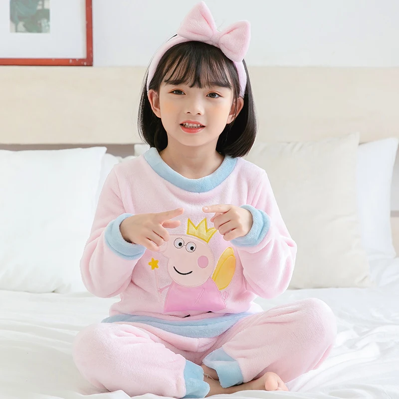 Фланелевая пижама панда для маленьких девочек; Зимний Рождественский пижамный комплект для маленьких мальчиков; теплая плотная одежда для сна; Infantil; детская пижама