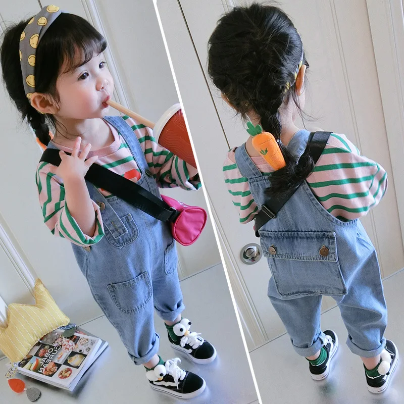 

Baby GIRL'S Cowboy Suspender Pants 2019 Spring And Autumn New Style Baby Spring Clothing CHILDREN'S Pants Small Crawler Children