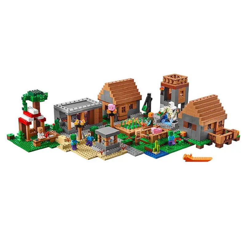 Big Village Building Blocks With Steve & Alex Action Figures Compatible My World Bricks Set Gifts Toys 21128 Big Village Building Blocks With Steve & Alex Action Figures Compatible My World Bricks Set Gifts Toys 21128