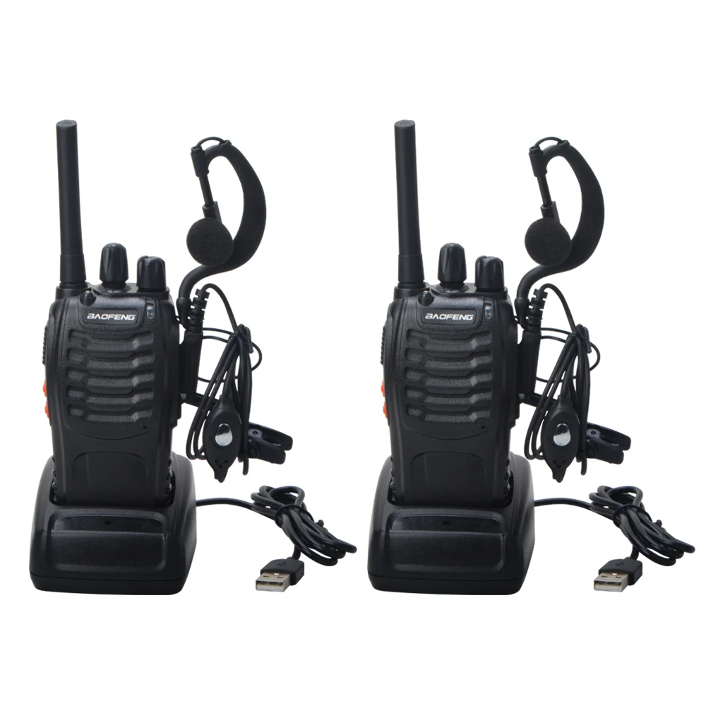 

2pcs Baofeng Walkie Talkie BF-88E PMR 0.5W 16CH UHF 446.00625-446.19375MHz 12.5KHz Channel Separation with USB Charger Headset