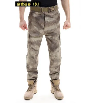Высокое качество A-TACS FG ACU CP черный цвет брюки из рипстопа военная форма Тактический пустынный камуфляж охотничьи брюки BDU стиль - Цвет: Gray ruins