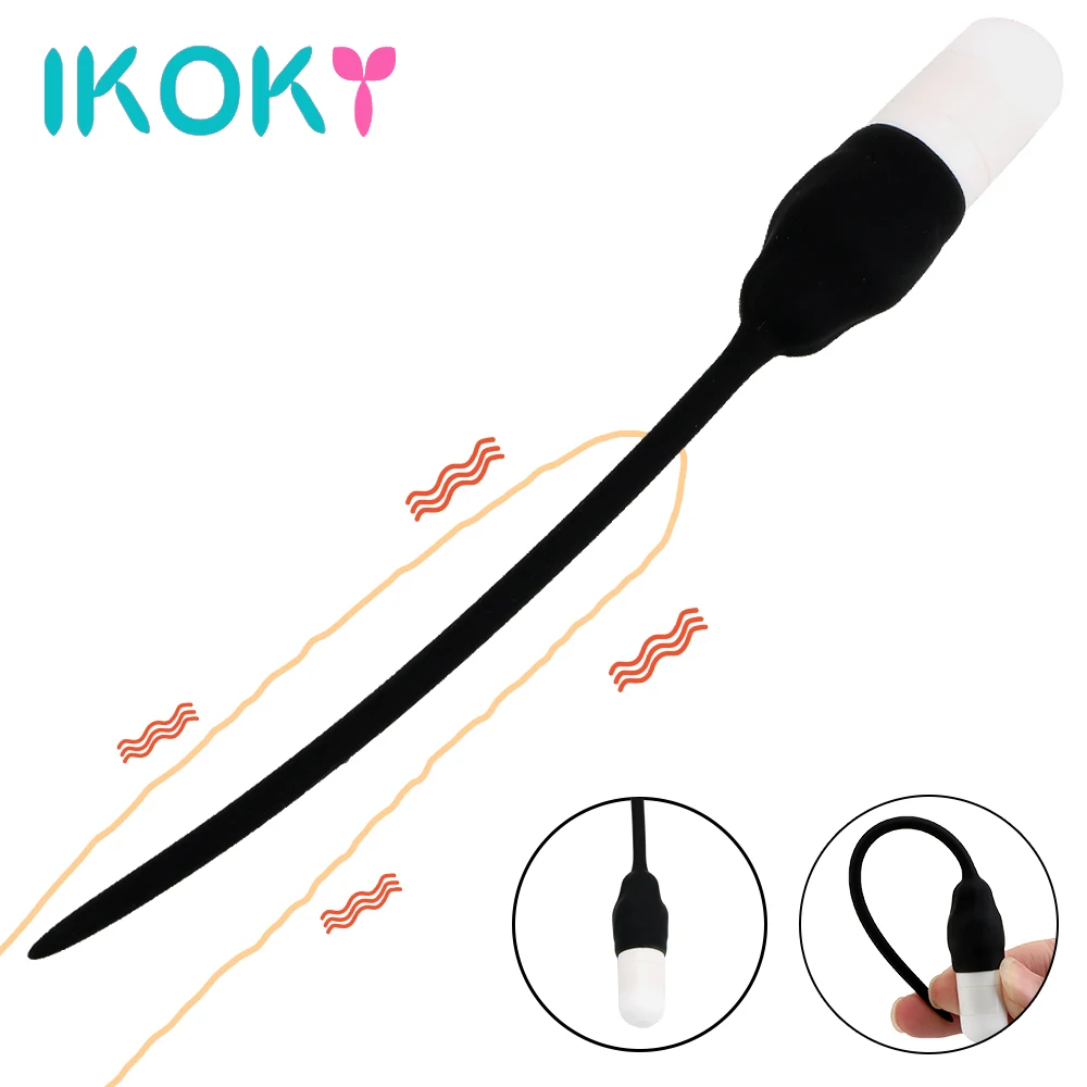 IKOKY Silicone Catheter Vibrator Sex Toys for Men Urethral Dilators Insertion Urethral Plug Penis Plug Single Speed
