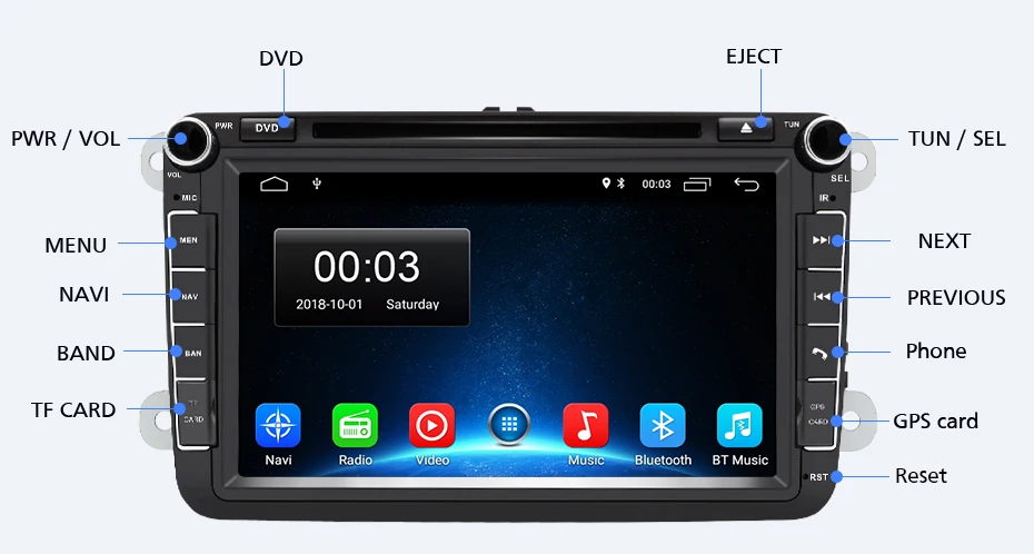 AWESAFE 2 Din Android 8,1 мультимедийный плеер Автомобильный DVD gps навигатор для Фольксваген Гольф 6 Polo PASSAT B6 SKODA seat Leon радио