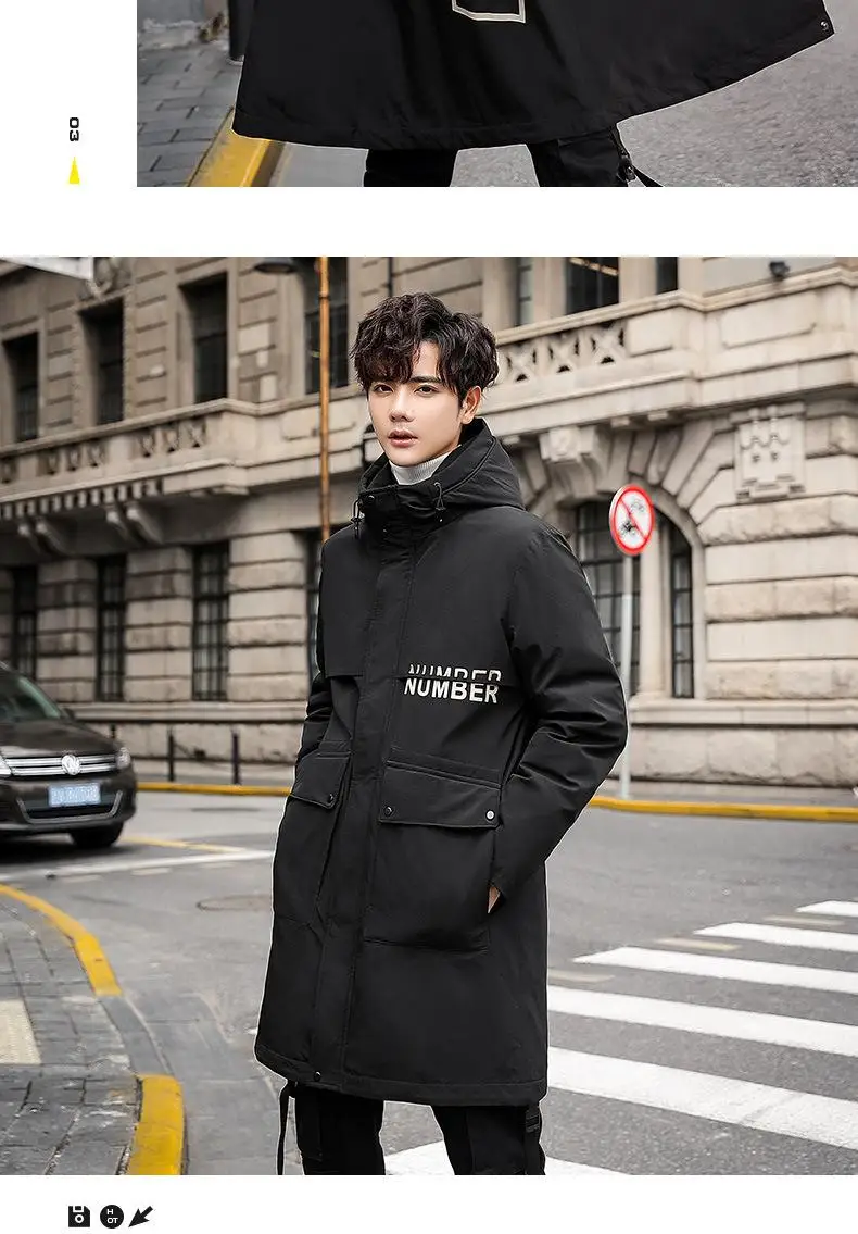 Abrigo de invierno para hombre nuevo estilo coreano tendencia de longitud Medium chaqueta acolchada de algodn plumn