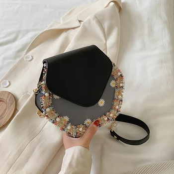

crossbody bags for women purses and handbags Fashion polygon lace pearl accessories women's Shoulder Messenger Bag sac a main