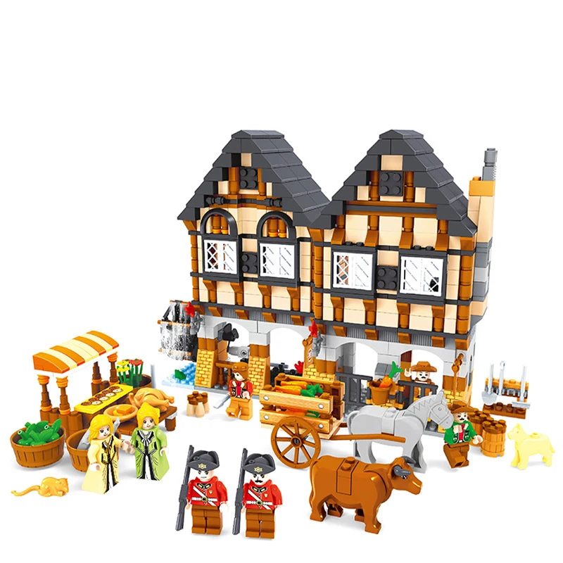 

884pcs farm country model building blocks Carriage Farmer compatible legoedly assemble educational toys gifts for children