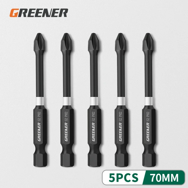 Greener Impact Strong Magnetic Batch Head Cross High Hardness Hand Drill Bit Screw Electric Screwdriver Set 50 65 70 90 150mm 70mm 5pcs