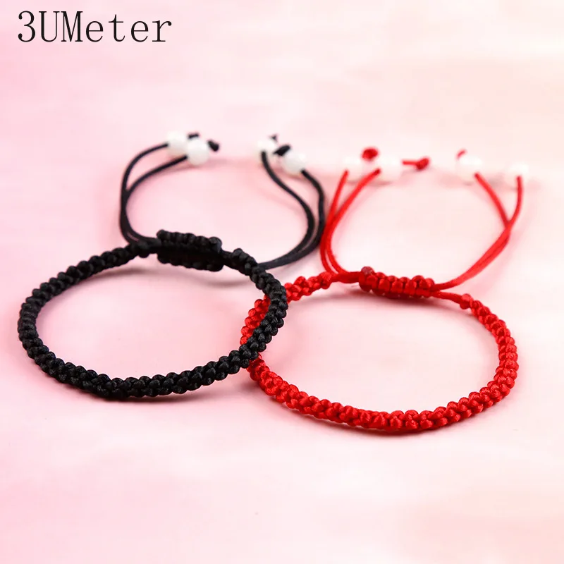 

3UMeter Hot Sale 1PC Red Thread String Bracelet Lucky Red Green Handmade Rope Bracelet for Women Men Jewelry Lover Couple