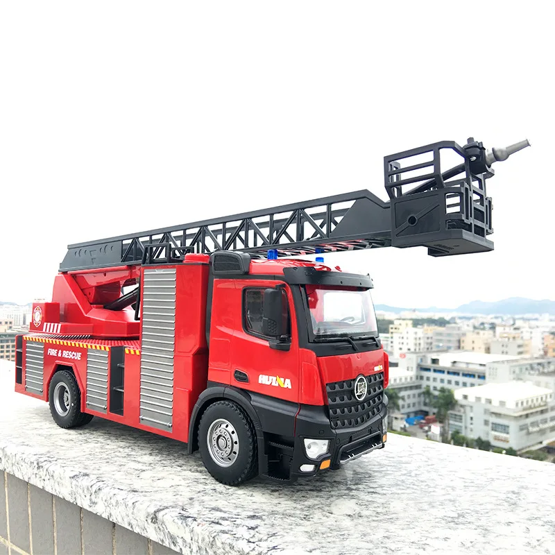 22-CH Simulation Ladder Fire Truck One Key Spray Water 270 Degree Rotation Console Liftable Ladder 40Mins Sound And Light RC Toy 4