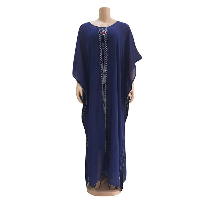 Женский халат из двух частей в африканском стиле, вечернее платье, двухцветные шифоновые длинные платья