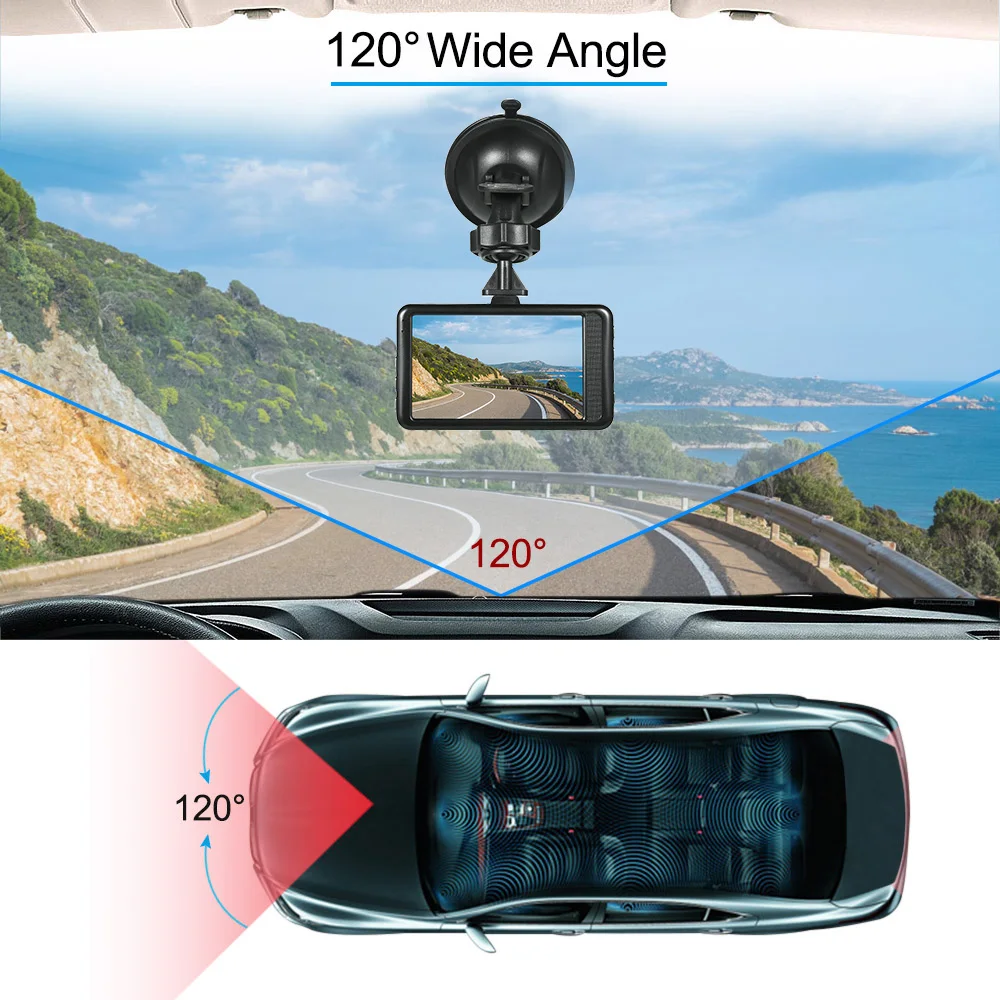 3 "Видеорегистраторы для автомобилей видеорегистратор Видео Регистраторы LCD FHD 1080P автомобиля видеокамера приборной панели/Обнаружение