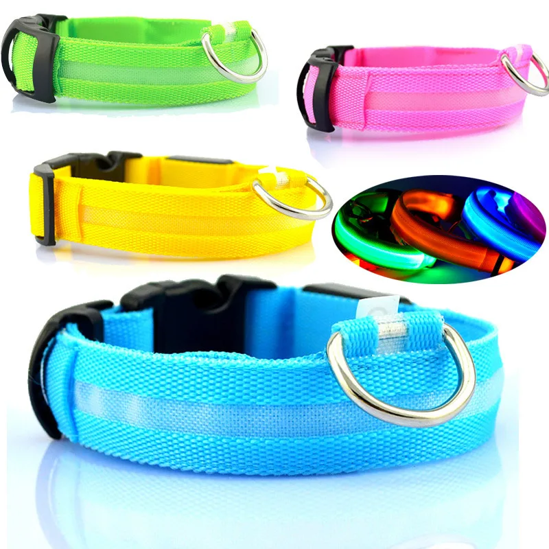 Polyester Led Dog Collar Led Luminous Dog Collars Led Glow Necklace Anti-lost/avoid Car Accident Collar for Dogs Walking at Nigh