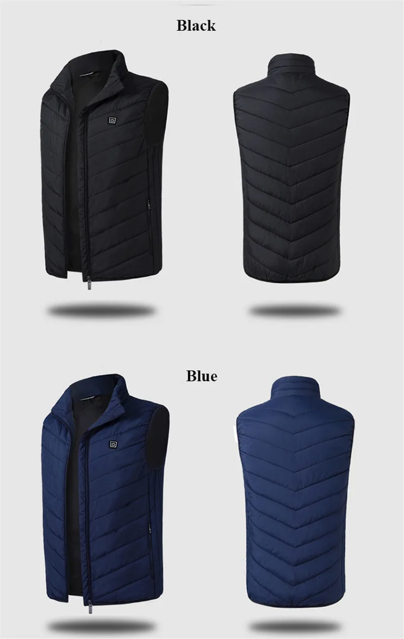 Men new Vest 9 Places Heated Usb Heated Thermal Clothing 