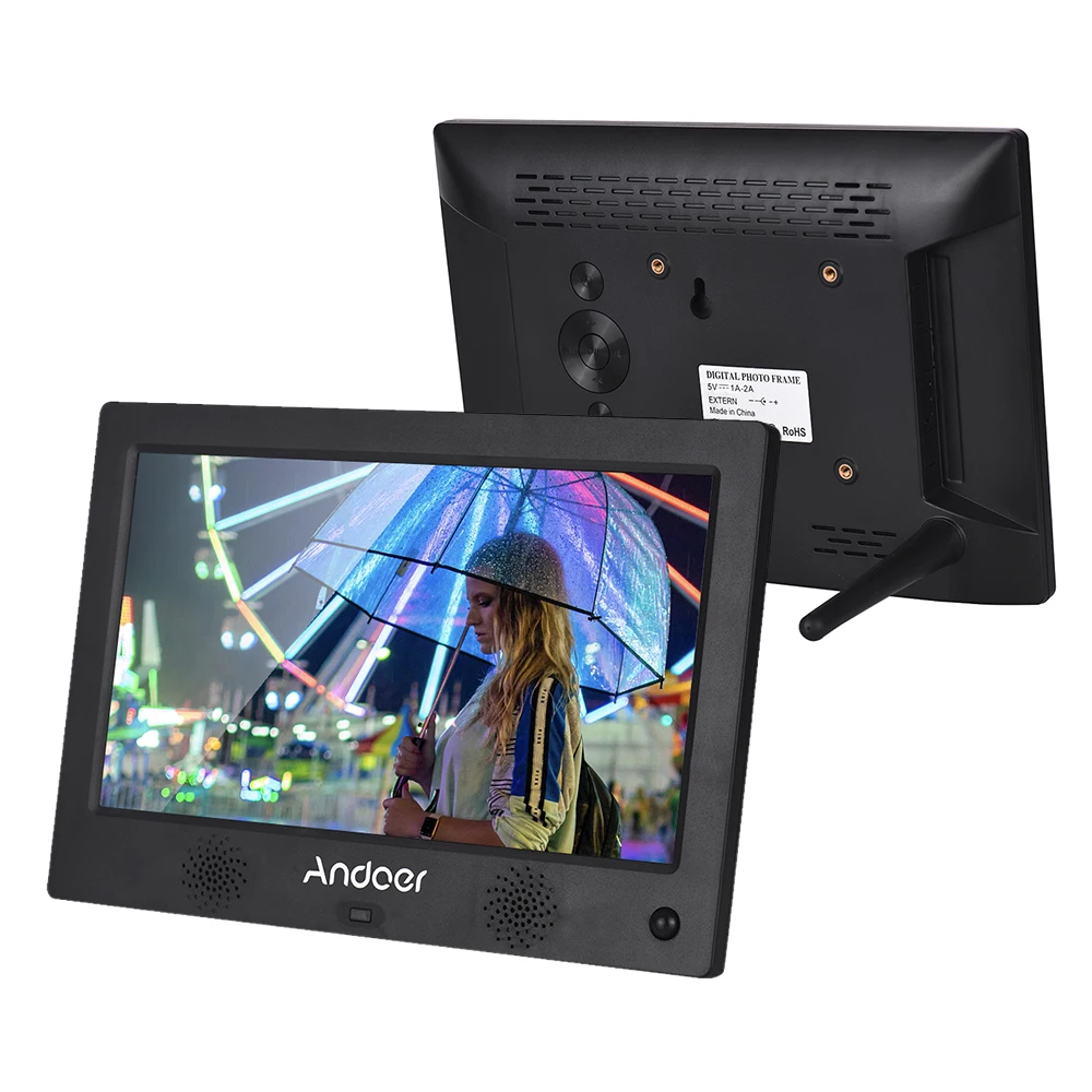 Andoer 10,1 дюймов цифровая фоторамка светодиодный экран цифровой фотоальбом Высокое разрешение 1024*600(16:9) часы HD видеоплеер