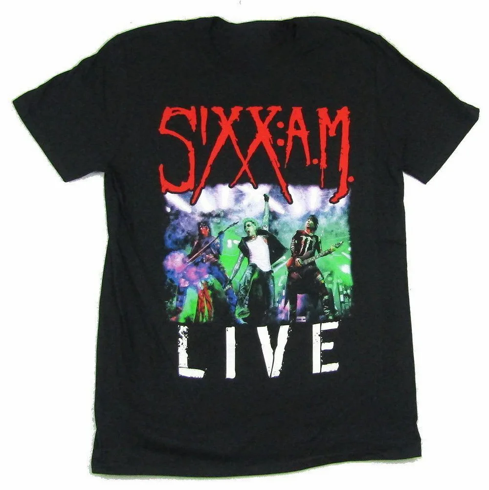 Сикс утра. Live World Tour 2016 черная футболка новая официальная группа Merch Nikki хлопковая