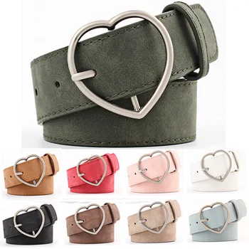 

Stylish Ladies Women Heart Buckle Belt Dress Jeans Faux Leather Waistband NEW NUBLT0312