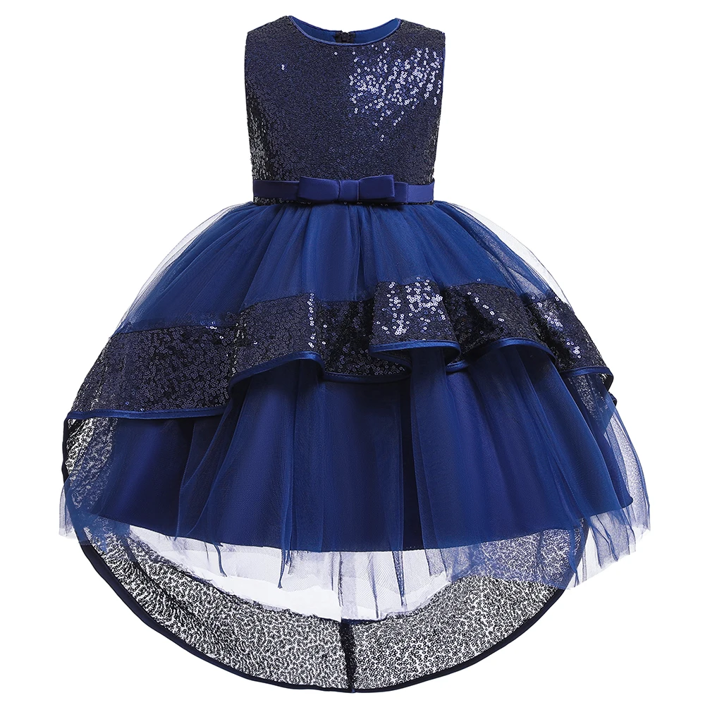 navy blue Расшитое блестками кружевное платье-пачка хвост, рождественское платье вечернее платье принцессы для девочек, платье для девочек вечерние платья свадебное платье, детское платье - Цвет: navy blue