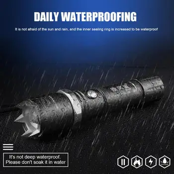 

LED Flashlight 3 Mode Rechargeable Rotating Zoom Glare Torch w/ Attack Head