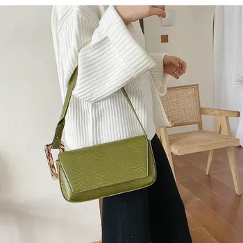 

2019 Lizard Baguette Bag for Women Patent Leather Handbags Vintage Luxury Designer Tote Bags Brand Armpit bag