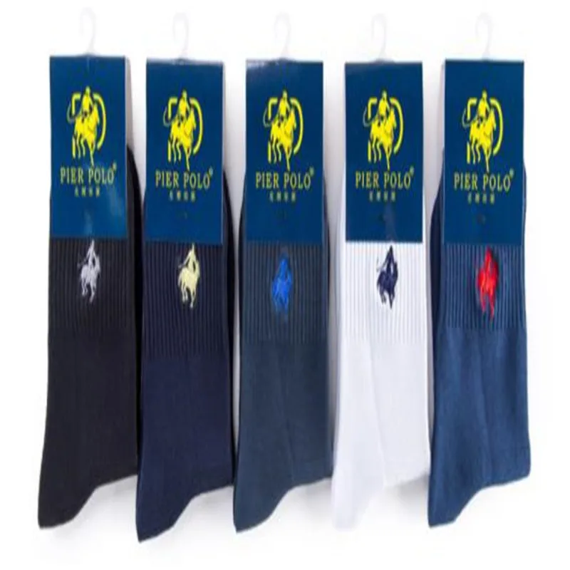 

Double needle embroidered solid color, men's cotton tube socks ZQ072