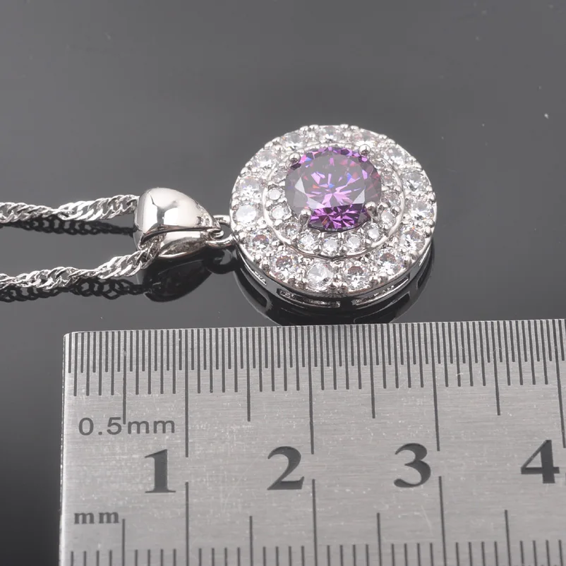 Russian Style Jewelry Sets Natural Purple Crystals Pendants Necklace Earring Ring Bracelet for Women Luxury Party Jewelry