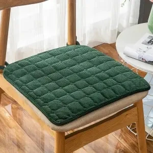 Simple Style Soft Corduroy Chair Cushion Solid Color Tied Rope Square Seat Pads Home Office Kitchen Decor Non-slip Chair Cushion 