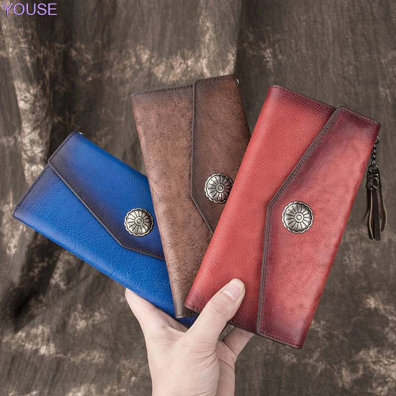 

Wo Handmade Leather Wallet Wo First Layer Cow Leather Wallet Wo Wallet Wo Long Models in