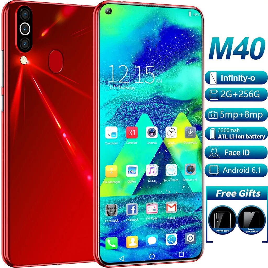 Лучшие продажи продуктов M 40 четырехъядерный 6,6 дюймов HD камера Android 6,1 2G+ 3 2G gps 3g мобильный телефон с поддержкой ЕС Прямая поставка