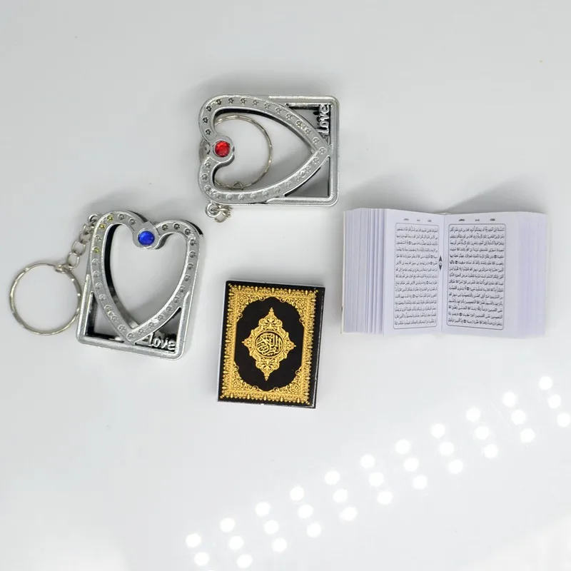 Kuran-i Kerim auf arabisch 6x4,5 cm Islam tesbih im Set Mini Koran Samt Blau 