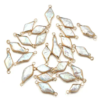 

5Pcs Quadrilateral Connectors Natural Freshwater Pearl Connector Pendants for Necklace DIY Bracelet Jewelry Making 8x16-10x20mm