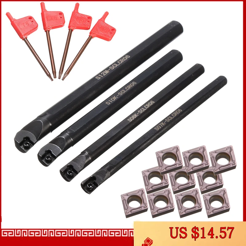 S07K-SCLCR06 Lathe Turning Tool Holder+CCMT0602 Carbide Insert+Wrench Set Kit S07K-SCLCR06 Lathe Turning Tool Holder+CCMT0602 Carbide Insert+Wrench Set Kit