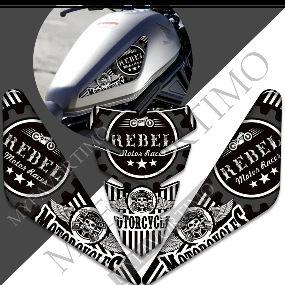 Gas Fuel Oil Kit Knee Tank Pad Stickers Decal Emblem Logo Protection For HONDA REBEL CM CMX 125 250 300 500 CMX500 CMX300