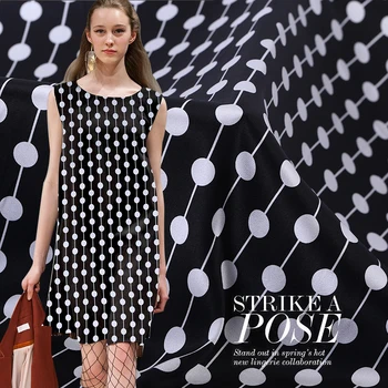 

120cm wide silk stretch satin fabric meter wave dot printed silk fabric satin soft shirt dress fabric wholesale silk cloth
