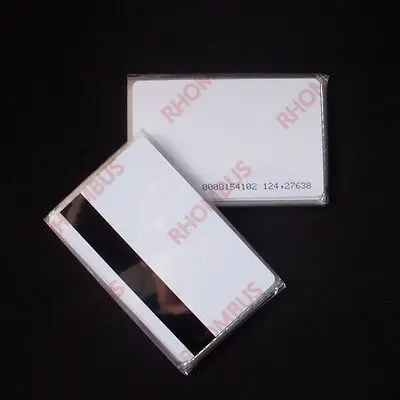 50 шт. RFID EM4100+/Lo-Co пустая магнитная полоса 125 кГц CR80 ПВХ белая ID карта