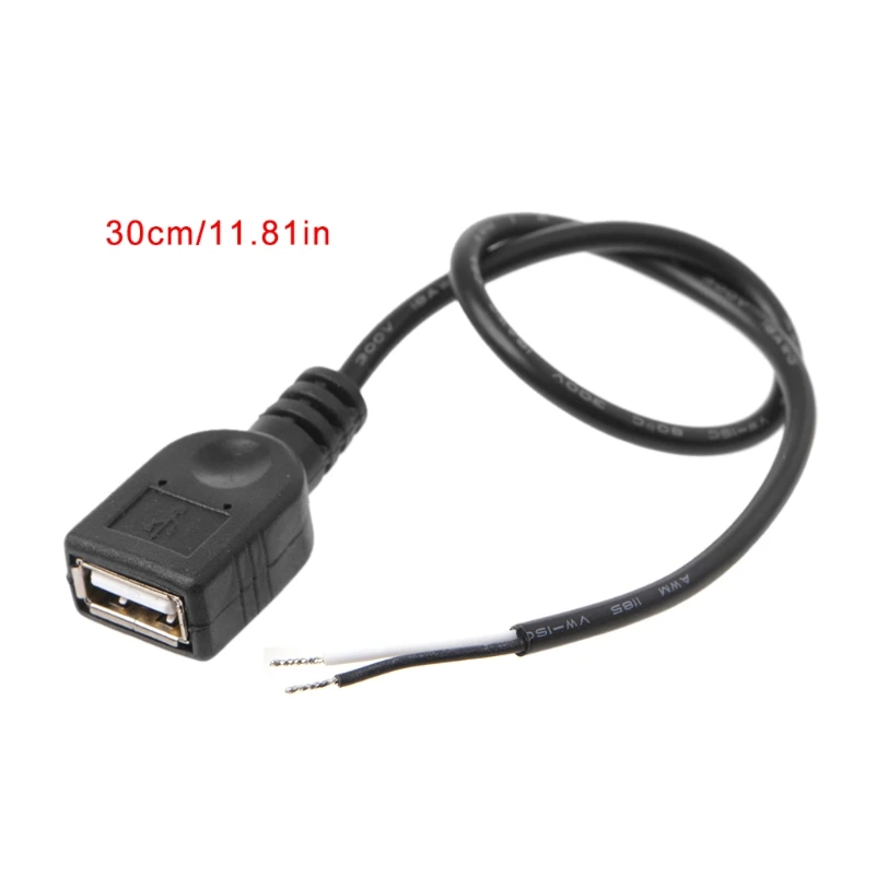 

1Pc USB 2.0 Female Jack 2 Pin 2 Wire Power Charge Cable Cord Connector DIY 30cm
