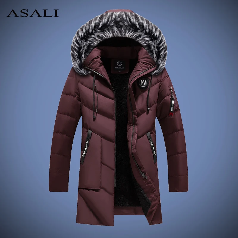 

Winter Parkas Men Casual Thick Mens Jacket Slim Brand Clothing New Fashion Warm Mens Coats Hooded Long Overcoats Male Clothes