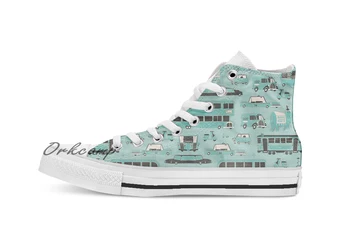 

Retro Traffic Pattern Custom Casual High Top lace-up Canvas shoes sneakers Drop shipping