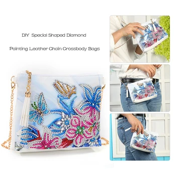 

Shoulder Bag Set Fashion DIY Diamond Painting Crossbody Bag Crossbody Purse Tassel Clutch Bag with Chain for Women