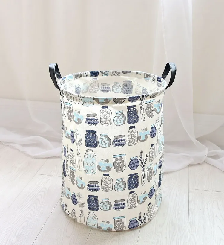 Dirty Clothes Storage Basket Foldable Waterproof Laundry Basket Cotton Linen Laundry Basket Toy Storage Bucket Extra Large