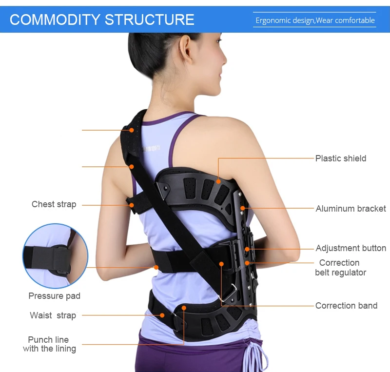 Корректор Осанки Спины Suppor Scoliosis Регулируемый вспомогательный корректор позвоночника для послеоперационного восстановления спины для мужчин и женщин взрослых