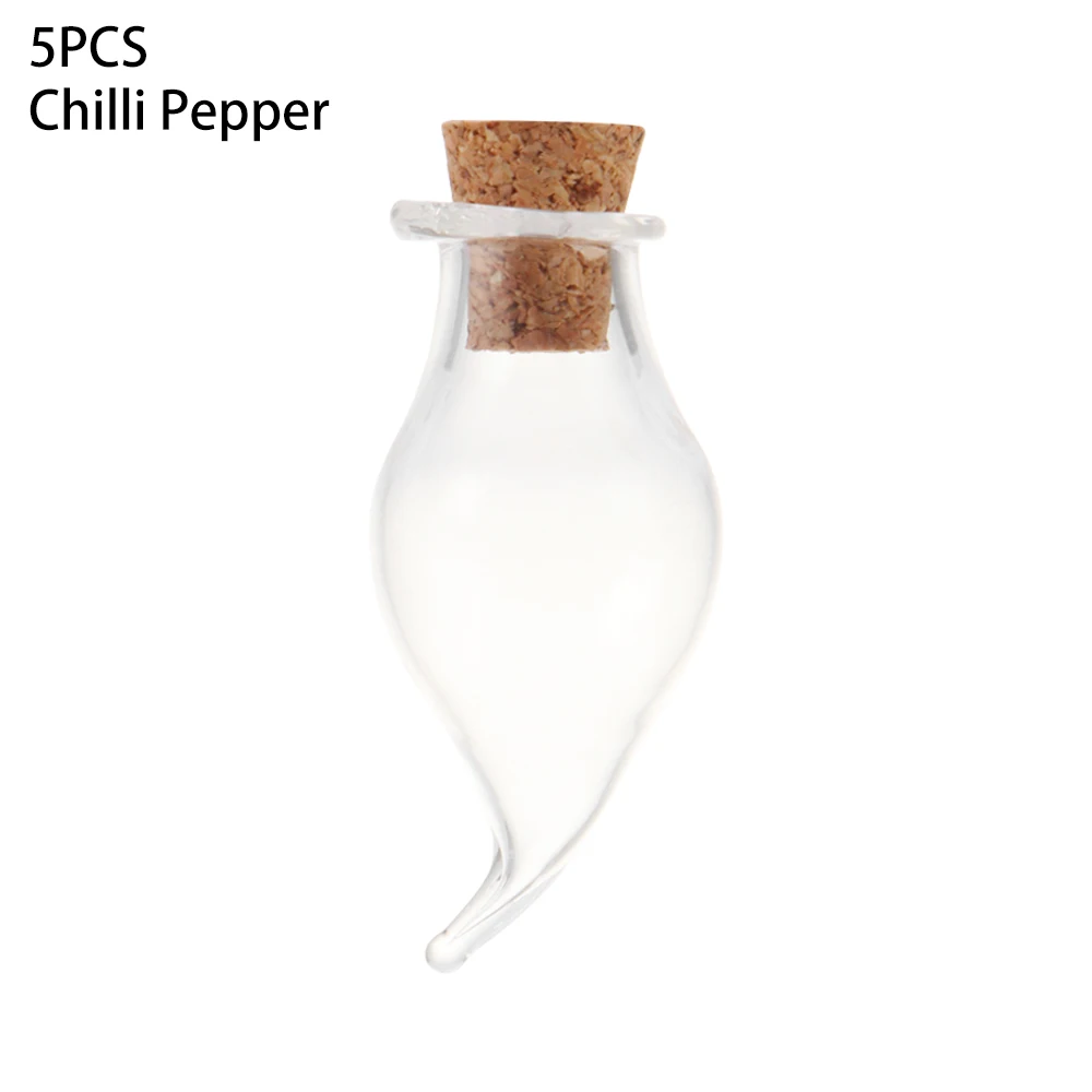 5 шт. мини пробковая заглушка пробка прозрачное стекло сообщение маленькие бутылки маленькие контейнеры пустые прекрасные прозрачные флаконы декоративные поделки - Цвет: Chilli Pepper