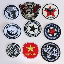 2 шт. различные круглые Мультяшные значки вышитые железные нашивки для одежды DIY полосатая одежда Лоскутные наклейки пользовательские значки