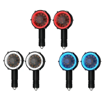 

DHBH-2Pcs Motorcycle Lights Modified LED Circular Flow Lights Two-Color Indicator Lights