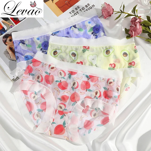 Levao Fruit Print Cute Pure Mesh Women's Underwear Sexy Lace