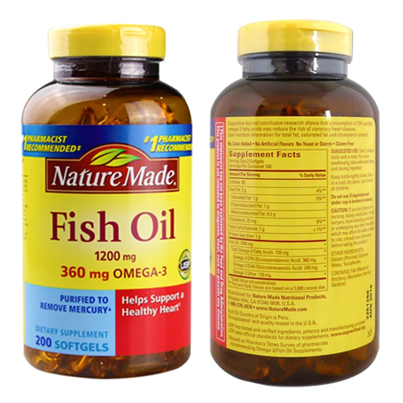 Рыбьего жира 1200 мг 360 мг omega-3 200 шт