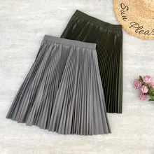Женская мини-юбка из искусственной кожи, расклешенная трапециевидная женская короткая плиссированная юбка с высокой талией, Sakter Jupe Femme